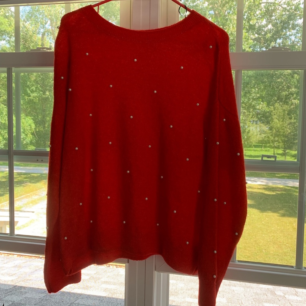 H&M Red Pearl Sweater